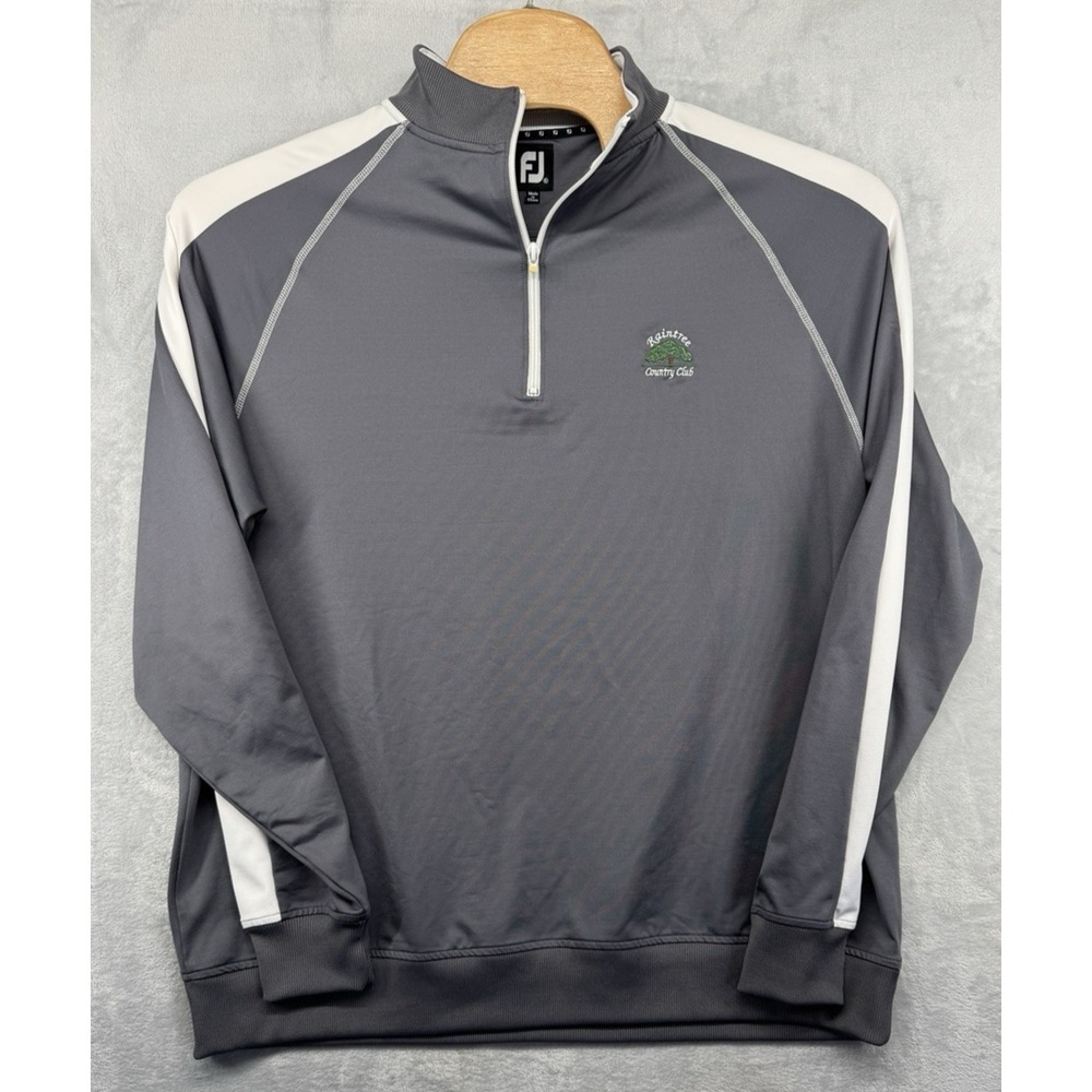 FootJoy FJ 1/4 Zip Long Sleeve Gray Jacket Raintree CC Men's Size XL READ